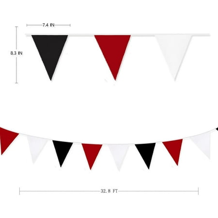 10M/32Ft Red Black White Banner Graduation Party Decorations Triangle Flag Fabric Banner Pennant Garland Bunting for Wedding Birthday Pirate Casino Mickey Mouse Ladybug Theme Hanging Festivals Decor 10M/32Ft Red Black White Banner Graduation Party Decorations Triangle Flag Fabric Banner Pennant Garland Bunting for Wedding Birthday Pirate Casino Mickey Mouse Ladybug Theme Hanging Festivals Decor